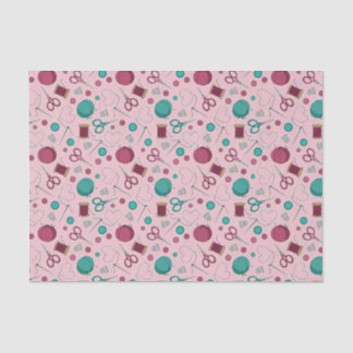 Cute Sewing Themed Pattern Pink Tissue Paper