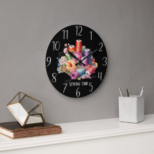 cute sewing time add text  large clock