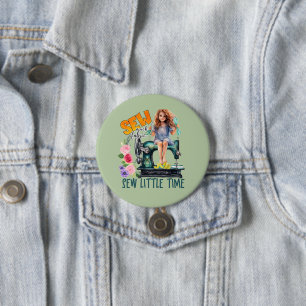 cute sewing word art 7.5 cm round badge