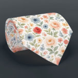 Cute Shabby Chic French Floral Art Pattern Tie<br><div class="desc">This unique necktie features a charming, contemporary French shabby chic pattern. It showcases a botanical floral design with beautifully arranged pastel blush pink roses, light blue cornflowers, and sage green leaves, all set against a crisp white background. This distinctive and stylish necktie is perfect for the professional and sophisticated businessman,...</div>