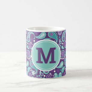 Cute Shabby Chic Purple and blue Paisley Coffee Mug