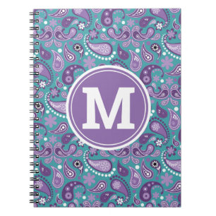 Cute Shabby Chic Purple and blue Paisley Monogram Notebook
