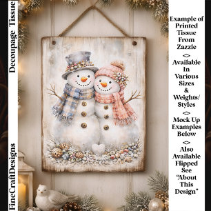 Cute Shabby Chic Snowman Couple FG2R Decoupage Tissue Paper
