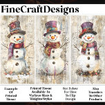 Cute Shabby Chic Snowmen Burgundy AL6 Decoupage Tissue Paper<br><div class="desc">🖤 Spread the holiday cheer with this delightful snowman tissue paper design, perfect for adding a festive touch to any decoupage, mixed media project, or gift wrapping! This collection features three adorable snowmen, each with its own unique scarf and top hat, set against a shabby chic background of illegible vintage...</div>