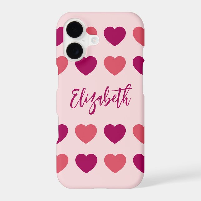 Cute Shades of Pink Hearts Script Cursive Name (Back)