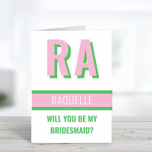 Cute Shadow Monogram Wedding Party Proposal Card