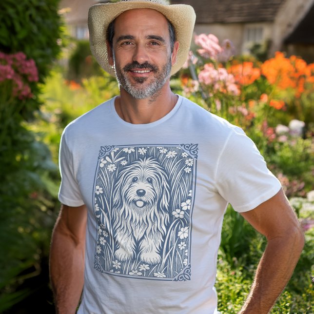 Cute Shaggy Dog in an Old English Garden Tri-Blend Shirt (Creator Uploaded)