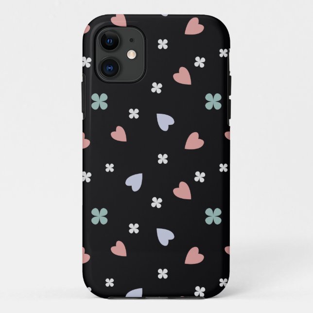 Cute Shamrock Hearts Lucky Love Pattern Case-Mate iPhone Case (Back)