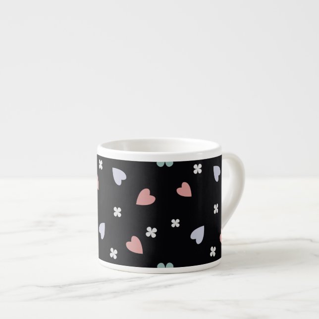 Cute Shamrock Hearts Lucky Love Pattern Espresso Cup (Front Right)