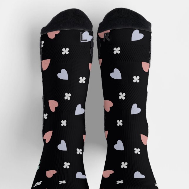 Cute Shamrock Hearts Lucky Love Pattern Socks (Top)