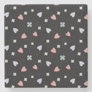 Cute Shamrock Hearts Lucky Love Pattern Stone Coaster