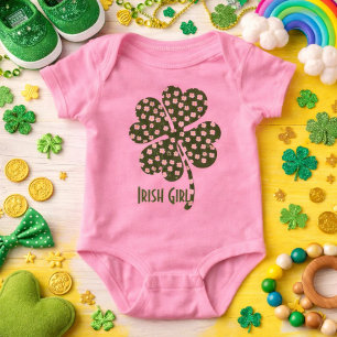 Cute Shamrock Irish Girl Baby Bodysuit