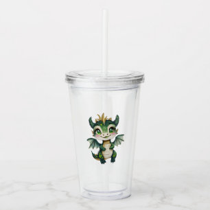 Cute Shamrock Lucky Dragon  Acrylic Tumbler