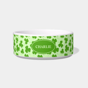 Cute Shamrock Pattern Green Personalised Bowl