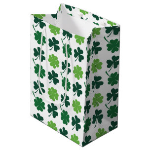 Cute shamrocks and four leaf clovers  medium gift bag
