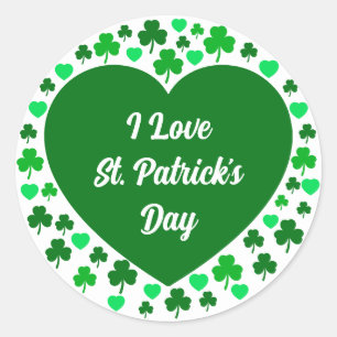 Cute Shamrocks and Hearts Green St. Patrick's Day Classic Round Sticker