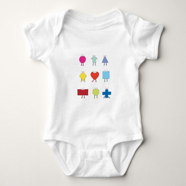 Cute Shape Characters Illustration Design Baby Bodysuit (Front)