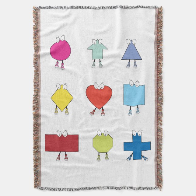Cute Shape Characters Illustration Design Throw Blanket (Front Vertical)