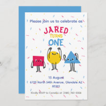 Cute Shapes First Birthday Celebration Invitation