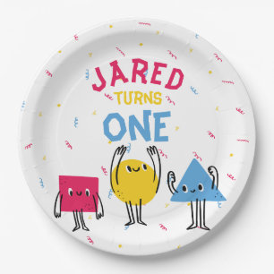 Cute Shapes First Birthday Celebration Paper Plate