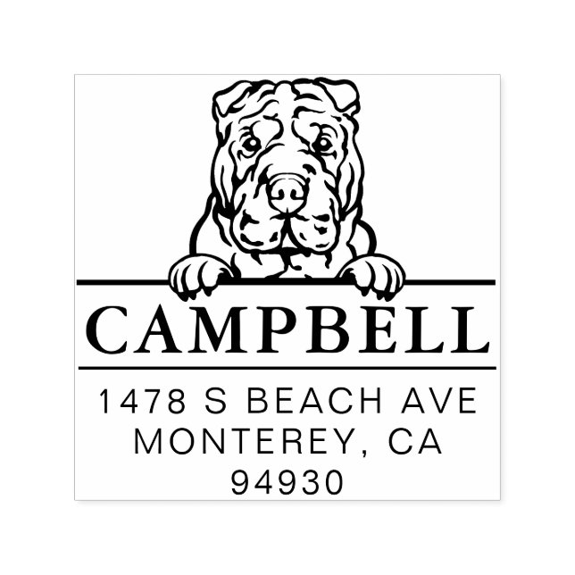 Cute Shar Pei Custom Dog Address Stamp  (Design)