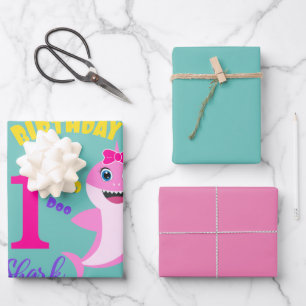 Cute Shark 1st Birthday  Wrapping Paper Sheet