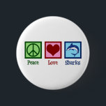 Cute Shark 6 Cm Round Badge<br><div class="desc">This awesome blue shark gift is perfect for a school team with a great white shark mascot. Cool Peace Love Sharks design.</div>