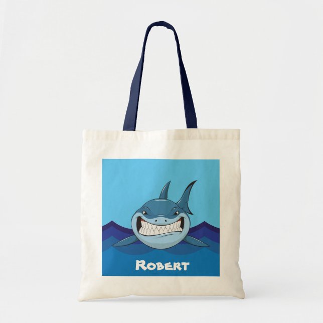 Cute shark add name Tote Bag (Front)