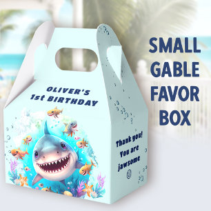Cute Shark Baby Boy 1st Birthday Party Favour Box