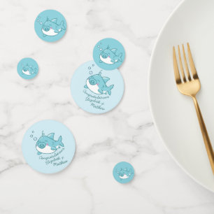 Cute Shark Baby Shower Kawaii Blue Boy Confetti