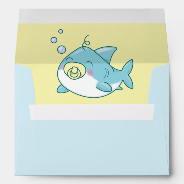 Cute Shark Baby Shower Kawaii Envelope (Back (Bottom))