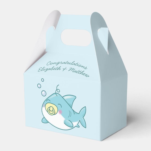 Cute Shark Baby Shower Kawaii Favour Box (Front Side)