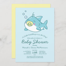 Cute Shark Baby Shower Kawaii Invitation