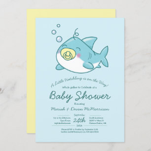 Cute Shark Baby Shower Kawaii Invitation