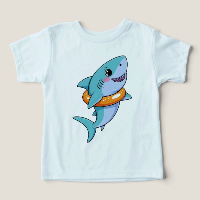 Cute Shark Baby With Float | (Design Front)