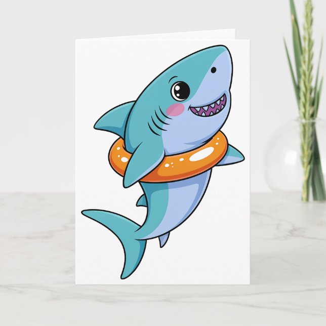 Cute Shark Baby With Float | Kids Card (Front)