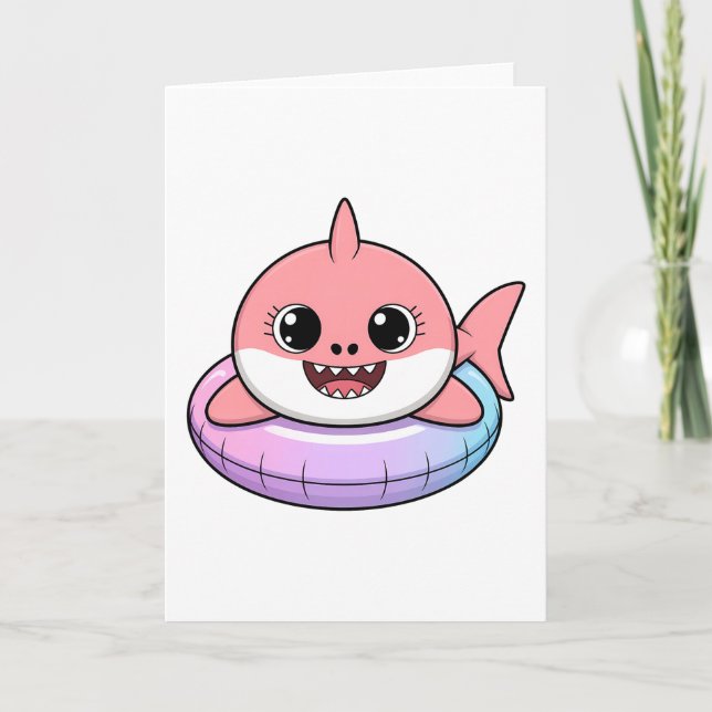 Cute Shark Baby With Float | Kids Card (Front)