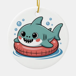Cute Shark Baby With Float Kids Ceramic Tree Decoration