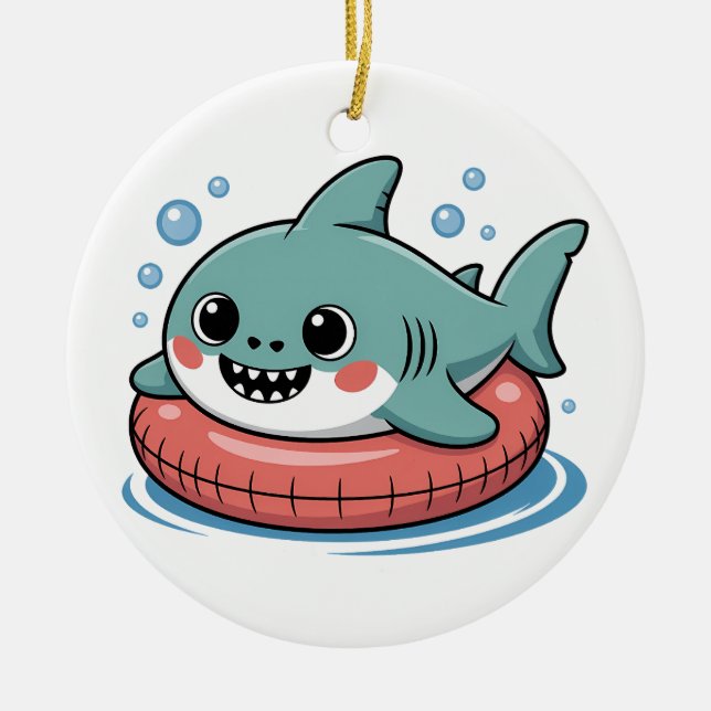 Cute Shark Baby With Float | Kids Ceramic Tree Decoration (Front)