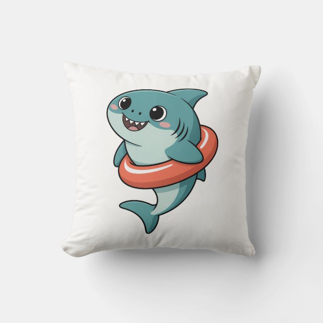 Cute Shark Baby With Float | Kids Cushion (Front)