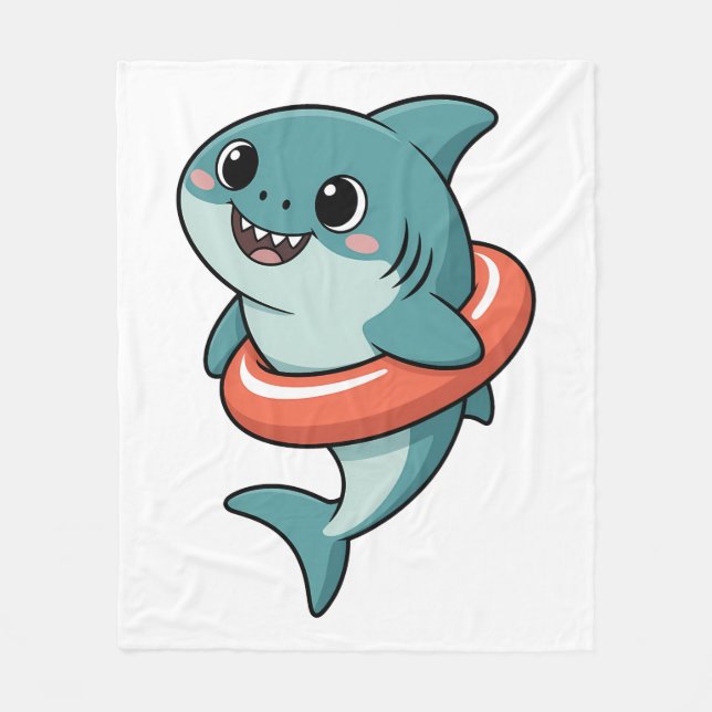 Cute Shark Baby With Float | Kids Fleece Blanket (Front)