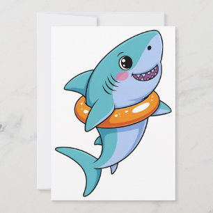 Cute Shark Baby With Float   Kids Invitation