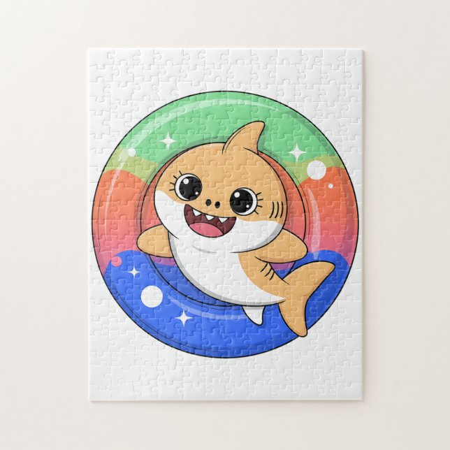 Cute Shark Baby With Float | Kids Jigsaw Puzzle (Vertical)
