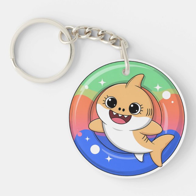 Cute Shark Baby With Float | Kids Key Ring (Front)