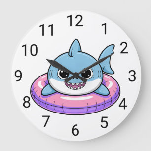 Cute Shark Baby With Float Kids Large Clock