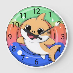 Cute Shark Baby With Float Kids Large Clock