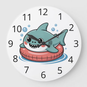 Cute Shark Baby With Float Kids Large Clock