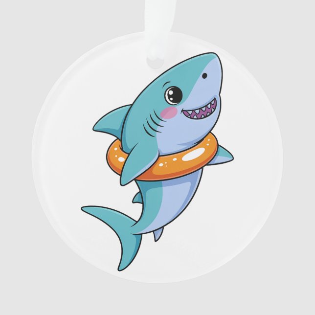 Cute Shark Baby With Float | Kids Ornament (Front)