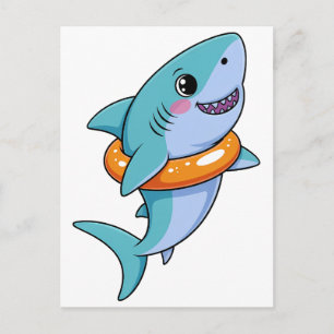 Cute Shark Baby With Float Kids Postcard