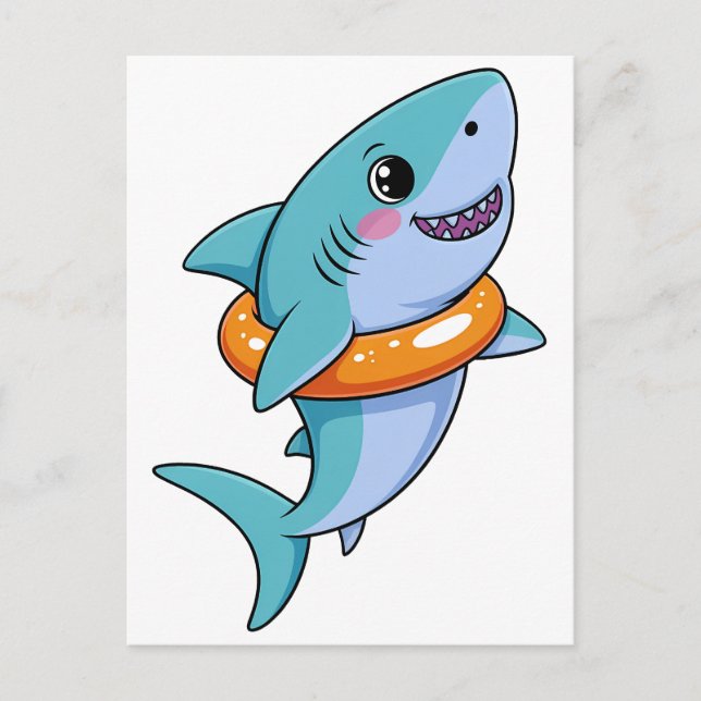 Cute Shark Baby With Float | Kids Postcard (Front)